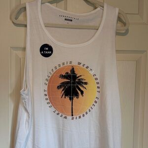 Aeropostale White Tank Top with Palm Tree Design